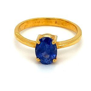 GIA Blue Sapphire 2.10ct Solid 22K Gold Ring